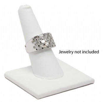 Single Finger Steel White Leatherette Stand Holder Jewelry Display