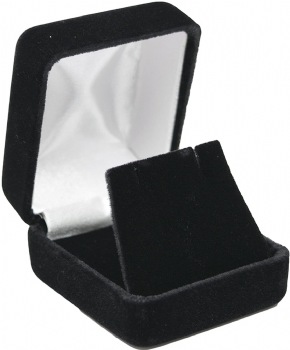 Black Rich Velveteen Earring Flap Box 