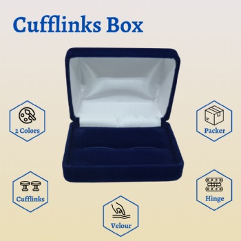 Velour Metal Cufflinks Jewelry Box 