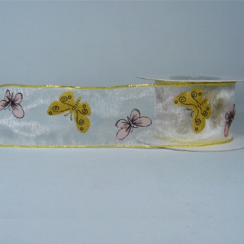 Butterfly Print on Sheer Ribbon