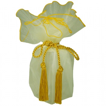 Ivory  Sheer Wrapper with Gold Edge w/ Tassel