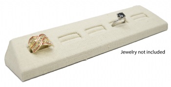 5 Slot Beige Linen Ring/Cufflink Tray Stand Holder Jewelry Display