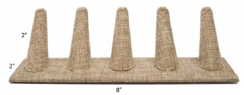 5 Finger Burlap Ring Stand Holder Jewelry Display