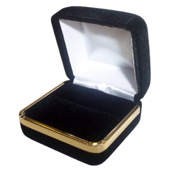 Velveteen Large Ring Box with Gold Rim  