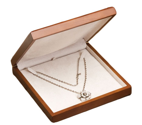 Classic Premium Brown Hardwood Large Necklace Box