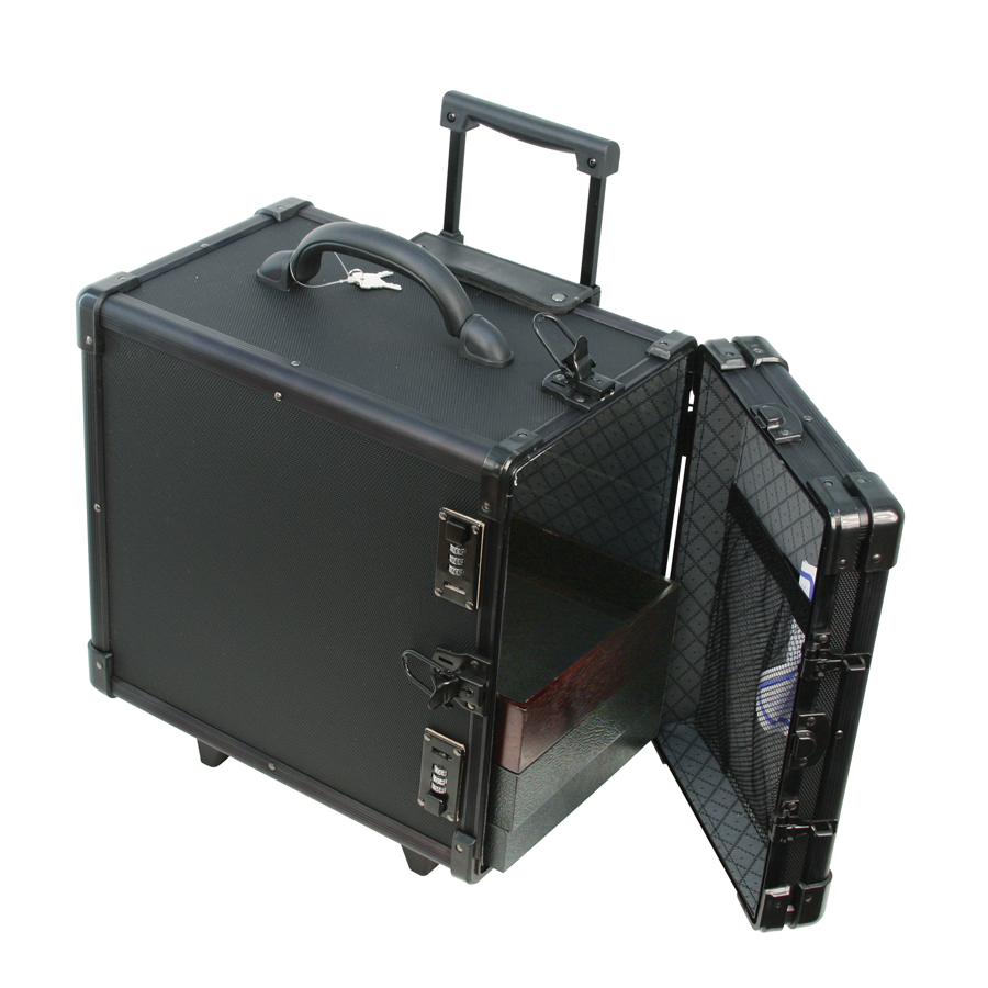 Small Black Aluminum Carrying Case with Retractable Handle