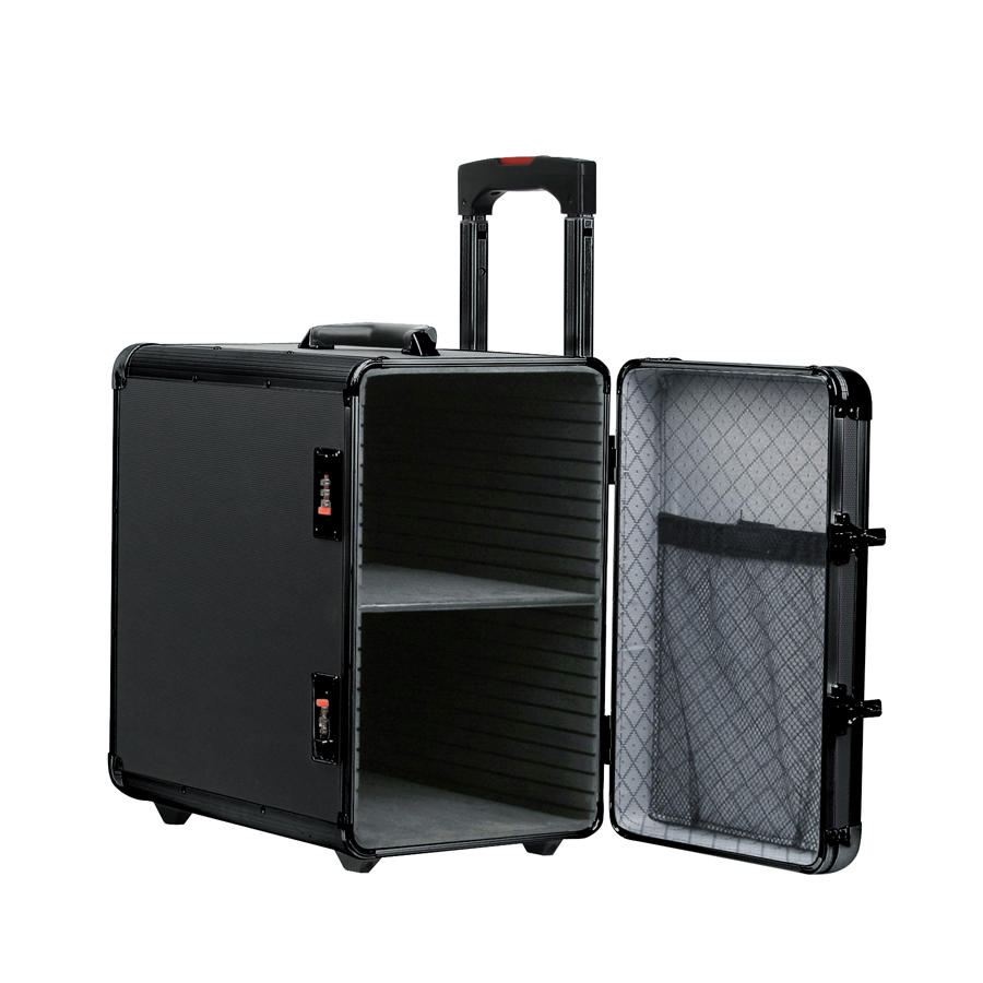 Small Black Aluminum Carrying Case with Black Trim and Hidden Handle