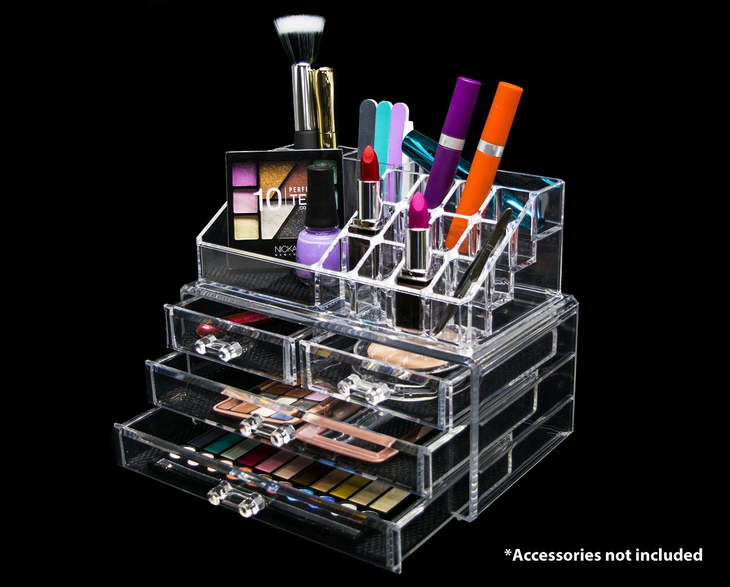 Ultra Clear Acrylic Cosmetic & Jewelry 2Piece Storage Organizer